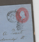1800s  U S Cut Squares Postal Stationery  Entire  Blue Cover  2 Cents  U 286 