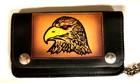Vtg Black Leather Chain Biker Wallet Brown Eagle Ride Embossed Leather Patch