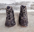 Antique Victorian Embroidered Leather High Top Button Up Black Baby Shoes