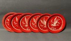 Set Of 6  Aluminum Metal Coasters Duck Mallard Fishing Hunting Vintage Red