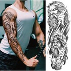 Briyhose 3d Gladiator Temporary Tattoos Sleeve For 4 Count  pack Of 1   Black 