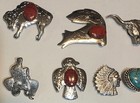 Vintage Lot Of 24 Metal Motifs  Bolo Ties  Covers  Native  Buffalo  Bull  More