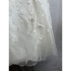 Oleg Cassini Ivory Lace Pearl Beaded Tea Length Wedding Dress 14 Illusion Neck