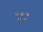 U s Military Lieutenant General Silver Three Star Collar Insignia Pin Lapel