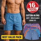 Men Cotton Blend Boxer Shorts New Value 16 Pack  Soft Breathable Comfy Loose Fit
