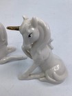  2  1980   s White Porcelain Unicorn Set Gold Horns Free Shipping  a2 