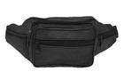 Fanny Pack Black Genuine Leather Waist Bag Travel Purse Hip Belt Carry On Pouch