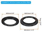 2 Pcs 40 5mm-52mm Metal Step Up Ring Camera Lens Filter Adapter Ring Black