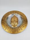 Buddhist Glass Dish Plate Large Gold Silver Color Decorative 3d Buddh Face