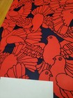 Awesome Rare Vintage Mid Century Retro 70s Bright Red Navy Birds Poly Sml Fabric