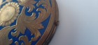 Vintage Fifth Avenue Round Floral Textured Blue Enamel And Gold-tone Compact 4 