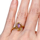 Vintage Purple Oval Rhinestone Gold Tone Ring 7 75 Cocktail Fashion Jewelry