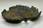 Vintage Unbranded Bronze Metal Leaf Trinket Tray plate Beautiful Patina