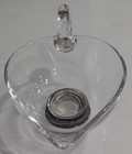 Vintage Frank M  Whiting Clear Blown Glass Gravy Boat With Sterling Silver Base
