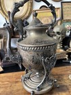 Antique Fb Roger   s Silver Co Tilting Teapot  Burner And Stand