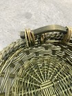 Large Oval Woven Wicker Basket With Wooden Handles 14    X 11    X 3   