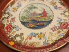 Vintage Daher Decorated Ware Tin Tray 11101 Round Floral Pagoda England 1970s