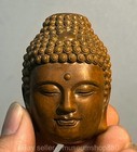 2 4  Old Chinese Boxwood Wood Carving Buddha Devil Head Statue