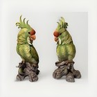 Andrea By Sadek Vintage Pair Of Porcelain Green Cockatoos Parrots     