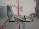 Sugar Womens Size 8 Noelle Silver Glitter Heel Open Toe Ankle Strap Shoes  t6