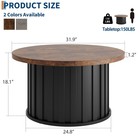 31 9  Round Coffee Table  Mid Century Modern Coffee Table With Metal Base  Fl   