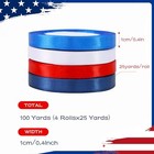 4 Rolls Red Blue White Satin Ribbons 3 8 Inch 100yards Patriotic 4th Of July