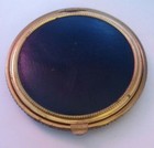 Vintage Navy Leather Powder Compact A Lin-bren Creation W Orig Puff And Sifter