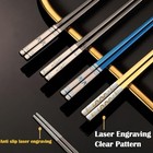 Portable Chopsticks 18 8 Stainless Steel - Pull Design Case  2pc Black Eagle