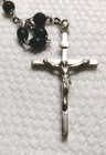 Antique Men s Ebony Bead Sterling Silver Rosary Virgin Mary Center