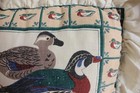 Vintage Handmade Wood Duck Pillow Eyelet Lace Ruffle 1985