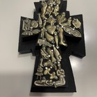Vintage Handmade Folk Art Milagros Wood Cross Stamped Tin Made In Mexico 6   