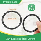 2 4  Metal O Ring  2pcs Seamless 304 Stainless Steel Rings Black 6mm X 60mm