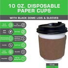1000 Pack - 10 Oz  Disposable White Paper Coffee Tea Cups With Lids And Sleeves