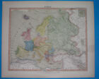 1867 Original Map Europe Poland Hungary Lithuania Romania Sweden Ireland Spain