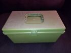 Vintage Wilson Wil-hold Avocado Green Plastic Sewing Box With Sewing Notions