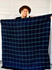 Oversized Blue And Green Plaid Tartan Blanket Scarf Shawl Wrap  winter Warm Soft