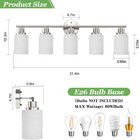 5-light Brushed Nickel Vanity Lights  Bathroom Light Fixtures With Textured Milk