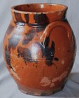 Rare Antique Redware Crock Urn Manganese Splotch  Ear Handles Early 19th Century
