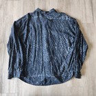 Vintage 90s Marble Pattern Abstract Silk Button Up Shirt Fits L Black