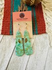 Navajo Sterling Silver   Turquoise Slab Dangle Earrings