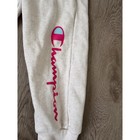 Champion Girls Oatmeal Heather Pink Script Logo Fleece Joggers Sweatpants
