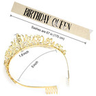Birthday Queen Gold Tiara Crowns For Women  Sash  Party Favors Supplies Gift
