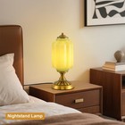 Vintage Green Glass Table Lamp  Art Deco Mid Century Modern Bedside Lamp  Bed   