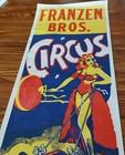 Vintage Franzen Bros  Circus Poster Lady Riding Elephant