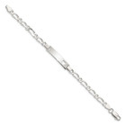 Engravable Figaro Link Cut-out Heart 27x5mm Plate 6 Bracelet 925 Sterling Silver