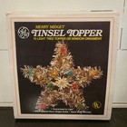 Vintage Ge Merry Midget Tinsel Tree Topper Gold Christmas Star In Original Box