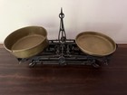 Antique Cast Iron  Counterbalance 3k Scale W  Brass Weighing Pans Mercantile