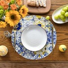 Lemon And White Porcelain Summer Round Placemats Set Of 14   Round 4 Pcs Blue