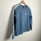 Adidas Women s Essentials 3-stripe Fleece Sweatshirt Sz Small Powder Blue Logo 