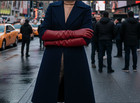 Women s Long Deep Burgundy Leather Gloves Elegant Style